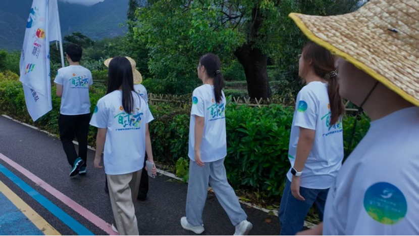 队员徒步茶园步道开展调研